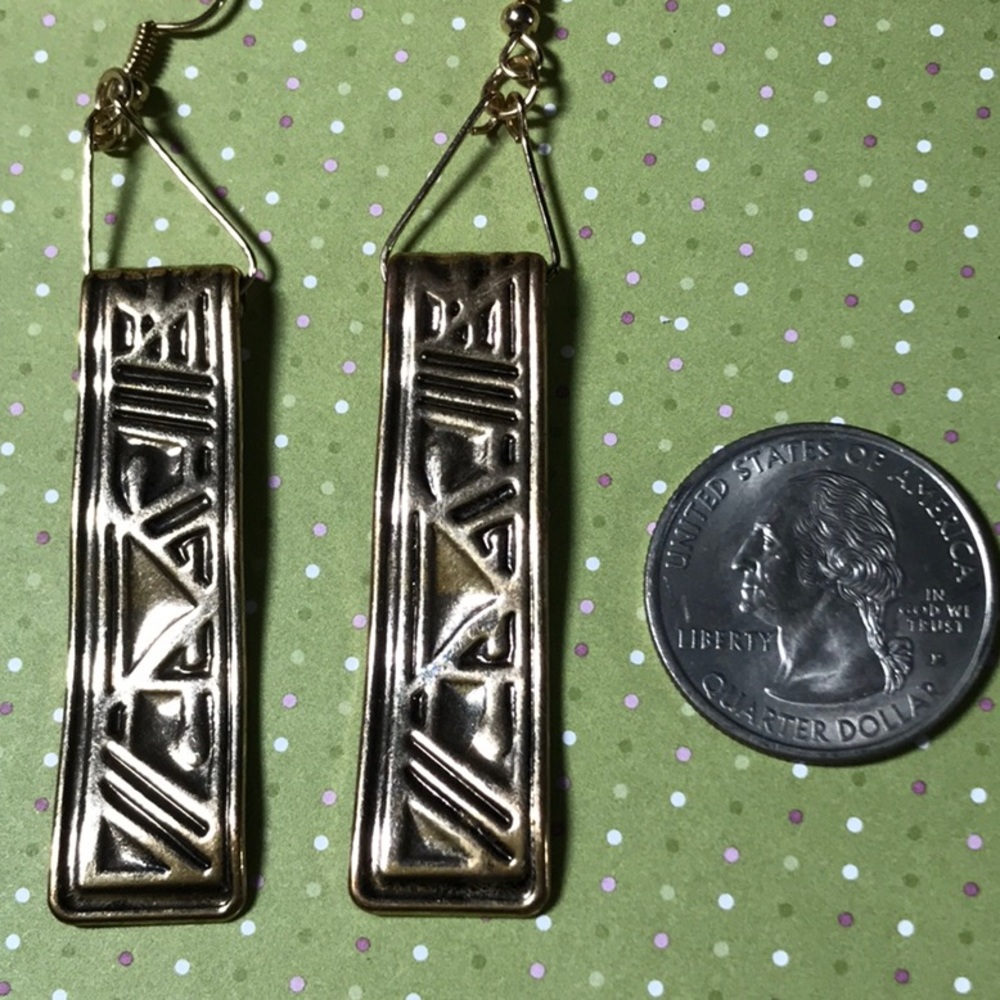 Rectangular Earrings In Silver Tone - image 2